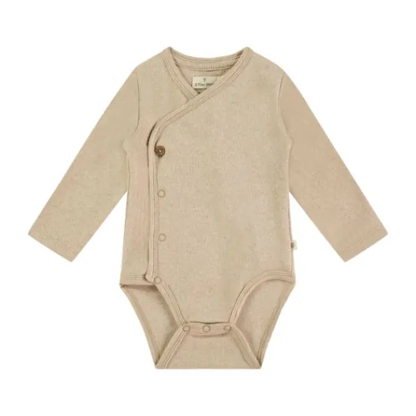 A Tiny Story Romper Lange Mouw Oatmeal Melange 50> Rompertjes
