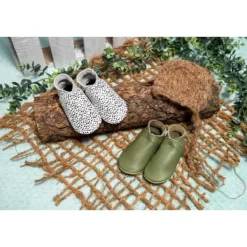 Baby Dutch Slofjes Effen Olijf 3-6 mnd><noscript><img width=