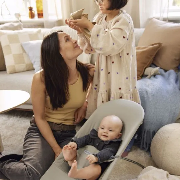 BabyBjörn Balance Soft Wipstoeltje Geweven Jersey Tri-Fabric - Zandgrijs> Sitters