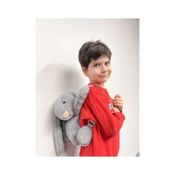 Babyjem Kinderugzak Pluche Konijn Grijs> Rugzakken|Canvas / Stoffen Tassen