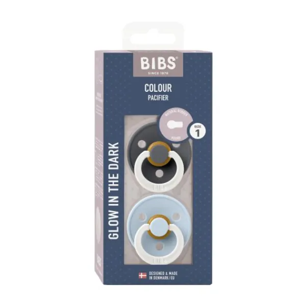 BIBS Colour Fopspeen - Size 1 - Petrol Glow/Deep Space Glow> Fopspenen 0-6 Maanden|Fopspenen 12+ Maanden