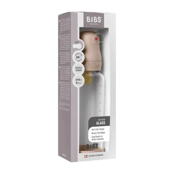 BIBS Fles - Medium Flow - 240 ml - Glas/Latex - Ivory> Flessen