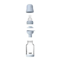 BIBS Fles - Slow Flow - Ronde Speen - 120 ml - Glas/Silicone - Baby Blue><noscript><img width=
