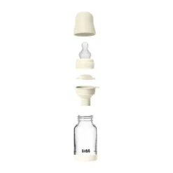 BIBS Fles - Slow Flow - Ronde Speen - 120 ml - Glas/Silicone - Baby Blue><noscript><img width=