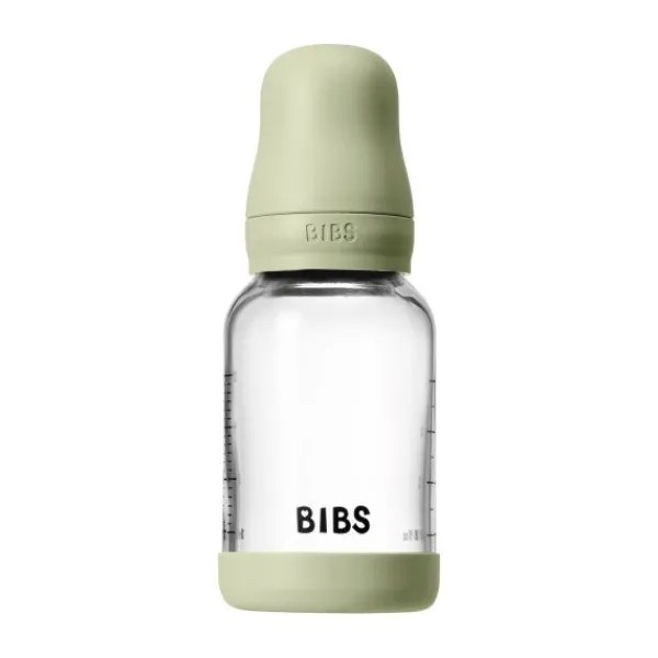 BIBS Fles - Slow Flow - Ronde Speen - 120 ml - Glas/Latex - Baby Blue> Flessen