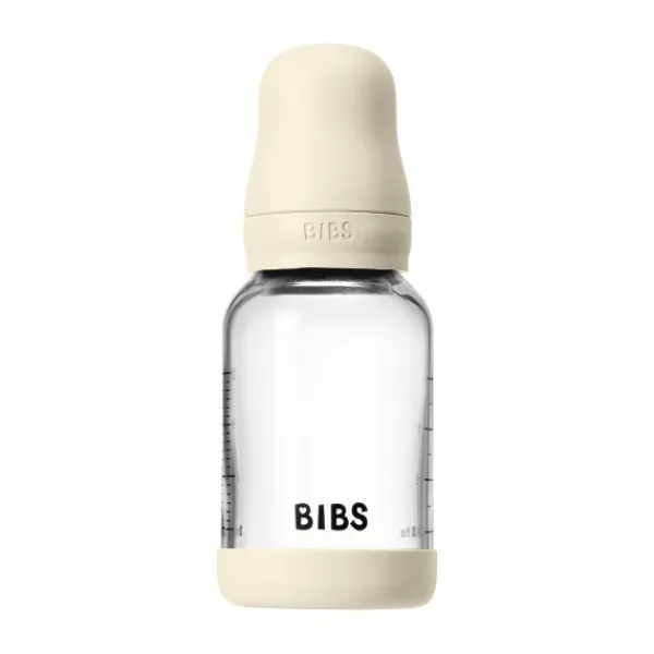 BIBS Fles - Slow Flow - Ronde Speen - 120 ml - Glas/Latex - Baby Blue> Flessen