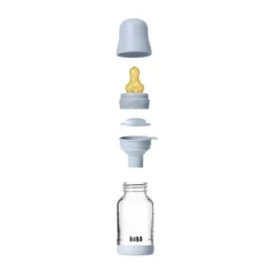 BIBS Fles - Slow Flow - Ronde Speen - 120 ml - Glas/Latex - Baby Blue><noscript><img width=