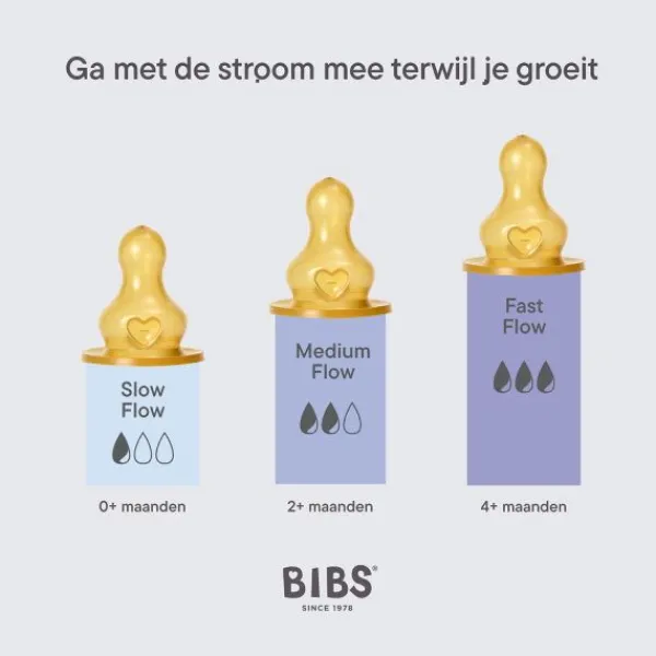 BIBS Flesspeen Rond - Slow Flow - 2 Pack - Latex> Flessen