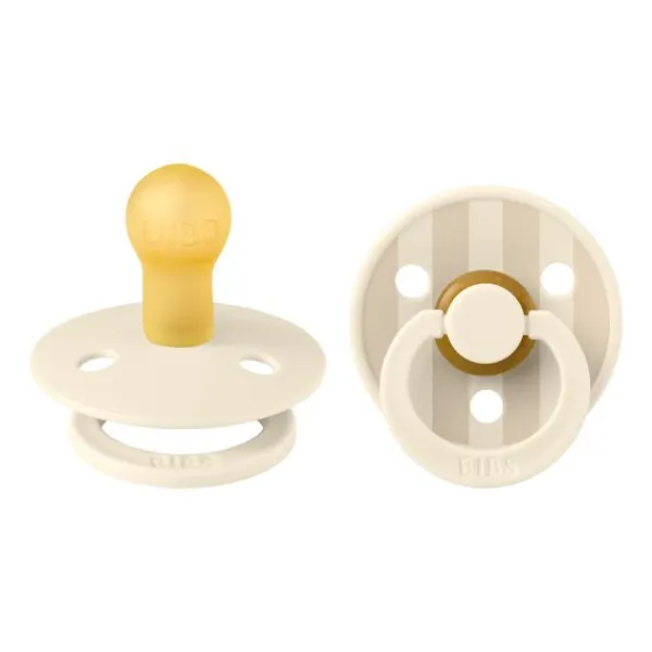 BIBS Fopspeen Latex Studio Pin Ivory Steel Blue Mix Size 1 (2-Pack)> Fopspenen 0-6 Maanden|Fopspenen 12+ Maanden