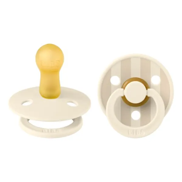 BIBS Fopspeen Latex Studio Pin Ivory Steel Blue Mix Size 1 (2-Pack)> Fopspenen 0-6 Maanden|Fopspenen 12+ Maanden