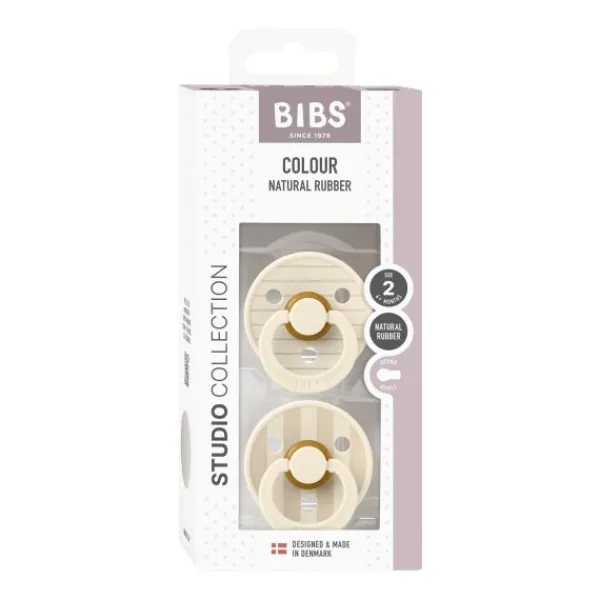 BIBS Fopspeen Latex Studio Pin Ivory Steel Blue Mix Size 1 (2-Pack)> Fopspenen 0-6 Maanden|Fopspenen 12+ Maanden