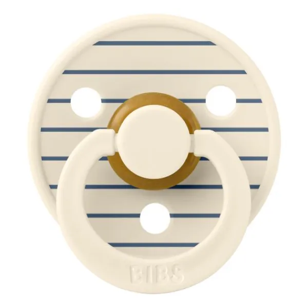 BIBS Fopspeen Latex Studio Pin Ivory Steel Blue Mix Size 1 (2-Pack)> Fopspenen 0-6 Maanden|Fopspenen 12+ Maanden