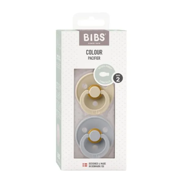 BIBS Fopspeen Latex Symmetrical Vanilla / Cloud Size 2 (2-Pack)> Fopspenen 12+ Maanden|Fopspenen 6+ Maanden