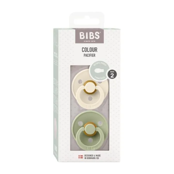 BIBS Fopspeen Latex Symmetrical Ivory / Sage Size 2 (2-Pack)> Fopspenen 12+ Maanden|Fopspenen 6+ Maanden