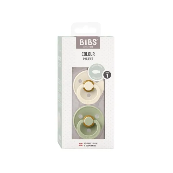 BIBS Fopspeen Latex Symmetrical Ivory / Sage Size 2 (2-Pack)> Fopspenen 12+ Maanden|Fopspenen 6+ Maanden