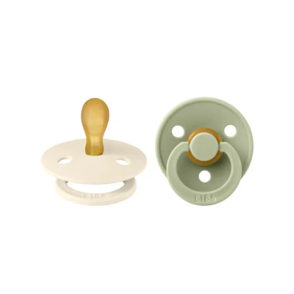 BIBS Fopspeen Latex Symmetrical Ivory / Sage Size 2 (2-Pack)> Fopspenen 12+ Maanden|Fopspenen 6+ Maanden