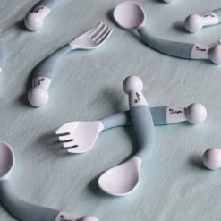 Bo Jungle B- Bendable Spoon And Fork Pastel Blauw><noscript><img width=