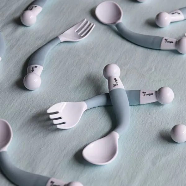 Bo Jungle B- Bendable Spoon And Fork Pastel Blauw> Bestek