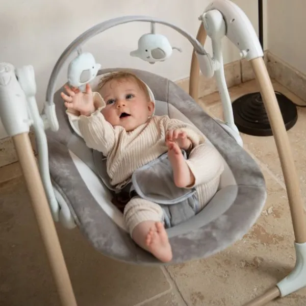 Bo Jungle B-Portable Swing Dolphy Wood Pure White> Swings