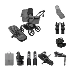 Bugaboo Fox 5 Renew Kinderwagen 4-in-1 - Newborn Bundel - Black / Deep Indigo><noscript><img width=