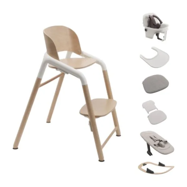 Bugaboo Giraffe Kinderstoel Ultimate Bundel – Wood/Grey> Houten Kinderstoelen