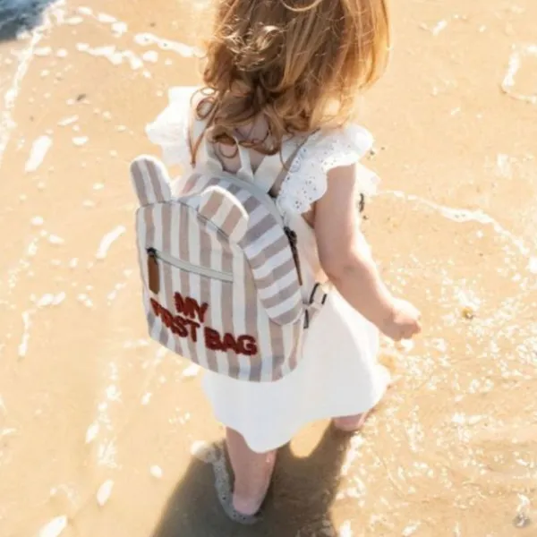 Childhome Rugzak My First Bag Strepen Electric Nude / Terracotta> Rugzakken