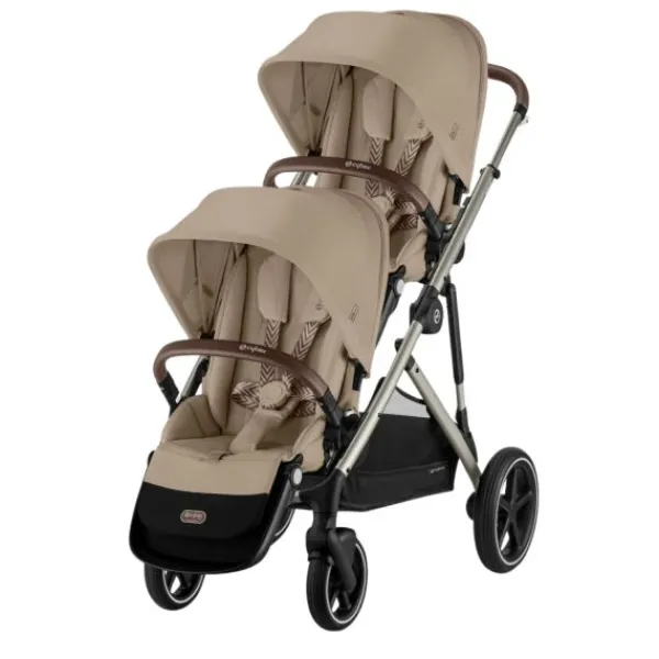 Cybex Duowagen Gazelle S Seashell Beige - Light Beige> Tweeling Kinderwagens|Duo Kinderwagens