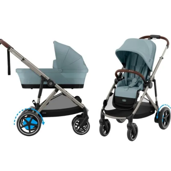 Cybex E-Gazelle S Kinderwagen 2-in-1 met reiswieg Almond Beige / Beige> Uitbreidbare Kinderwagens|Tweeling Kinderwagens