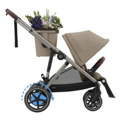 Cybex E-Gazelle S Kinderwagen 2-in-1 met reiswieg Almond Beige / Beige><noscript><img width=