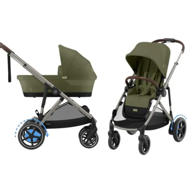 Cybex E-Gazelle S Kinderwagen 2-in-1 met reiswieg Almond Beige / Beige> Uitbreidbare Kinderwagens|Tweeling Kinderwagens