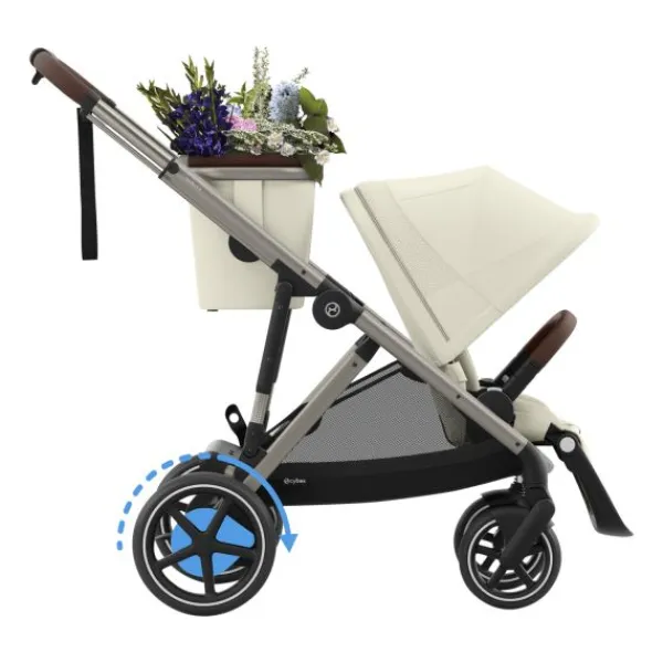 Cybex E-Gazelle S Kinderwagen 2-in-1 met reiswieg Almond Beige / Beige> Uitbreidbare Kinderwagens|Tweeling Kinderwagens