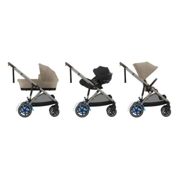 Cybex E-Gazelle S Kinderwagen 2-in-1 met reiswieg Almond Beige / Beige> Uitbreidbare Kinderwagens|Tweeling Kinderwagens