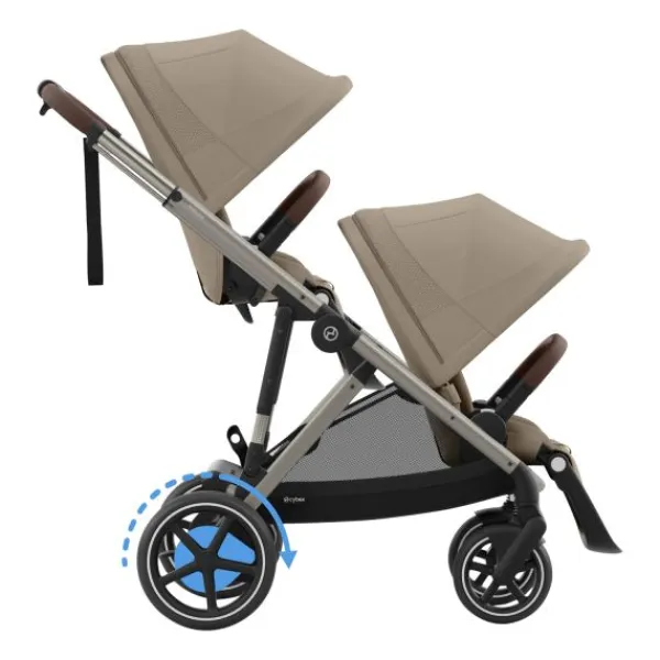 Cybex E-Gazelle S Twin-Kinderwagen Almond Beige / Beige> Uitbreidbare Kinderwagens|Wandelwagens