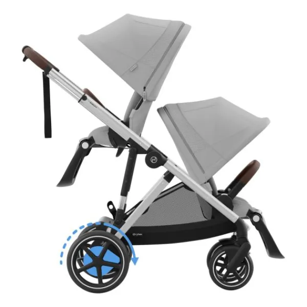 Cybex E-Gazelle S Twin-Kinderwagen Almond Beige / Beige> Uitbreidbare Kinderwagens|Wandelwagens