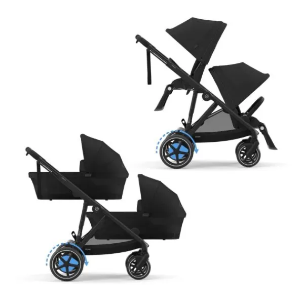 Cybex E-Gazelle S Twin-Kinderwagen Almond Beige / Beige> Uitbreidbare Kinderwagens|Wandelwagens