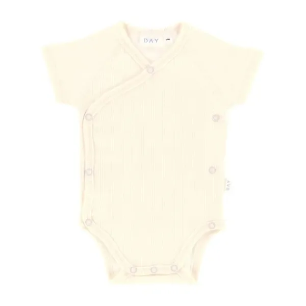 DAY Overslagromper Korte Mouw Rib - Mt. 74/80 - Cream> Rompertjes
