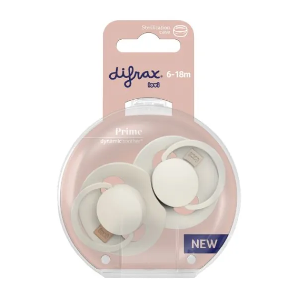 Difrax Dynamic Lovi Prime Fopspeen - 6-18mnd - 2st. - Coconut / Ivory> Fopspenen 12+ Maanden|Fopspenen 6+ Maanden
