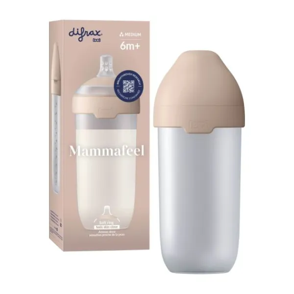 Difrax Mammafeel Fles – 330 ml – Soft Pink> Flessen