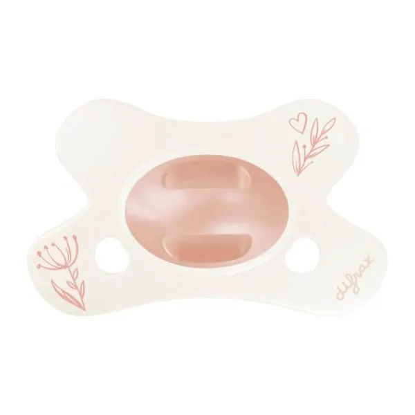 Difrax Natural Fopspeen - Newborn - Soft Pink Hearts> Fopspenen 0-6 Maanden|Fopspenen 6+ Maanden