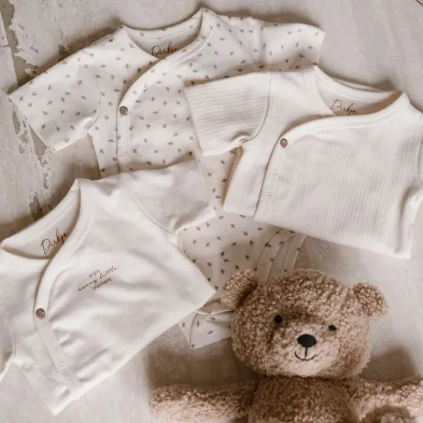Dirkje Romper Overslag Korte Mouw Off White 3-Pack 44> Rompertjes