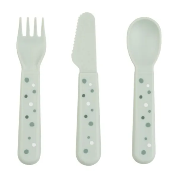 Done By Deer Foodie Cutlery Set Happy Dots Powder> Bekers|Bordjes