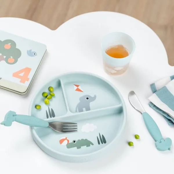 Done By Deer Playground Stick&Stay Vakjes Bord - Blue> Bordjes