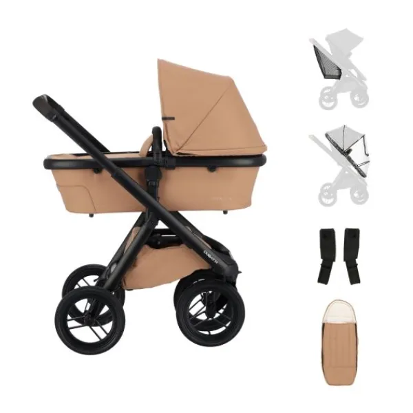 Dubatti One E6 Kinderwagen 2-in-1 - Black / Walnut Brown> Uitbreidbare Kinderwagens|Wandelwagens