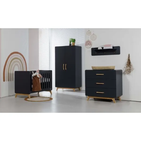 Europe Baby Ledikant 60 x 120 - Commode - Hanglegkast 2-deurs Iglo Grijs> Complete Babykamers|Ladekasten