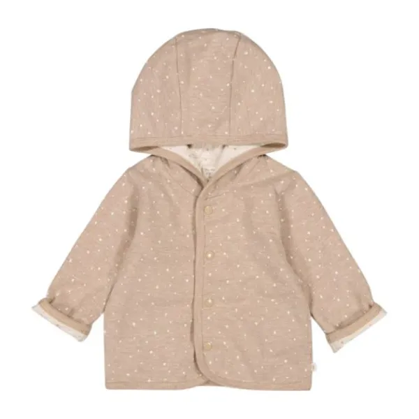 Feetje Jas Met Capuchon Omkeerbaar Print The Magic Is In You Taupe Melange 74> Jasjes