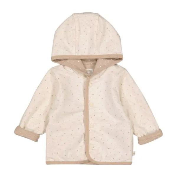 Feetje Jas Met Capuchon Omkeerbaar Print The Magic Is In You Taupe Melange 74> Jasjes