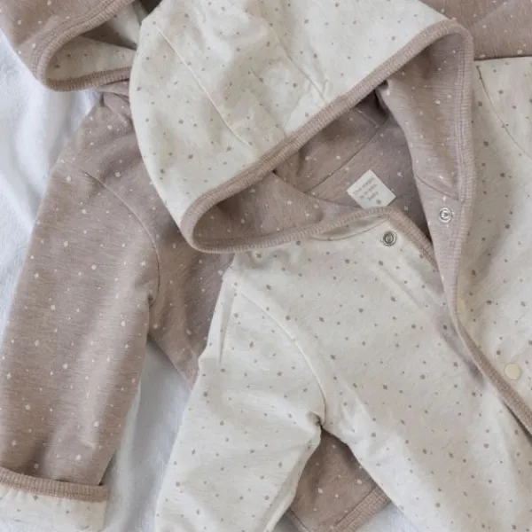 Feetje Jas Met Capuchon Omkeerbaar Print The Magic Is In You Taupe Melange 74> Jasjes