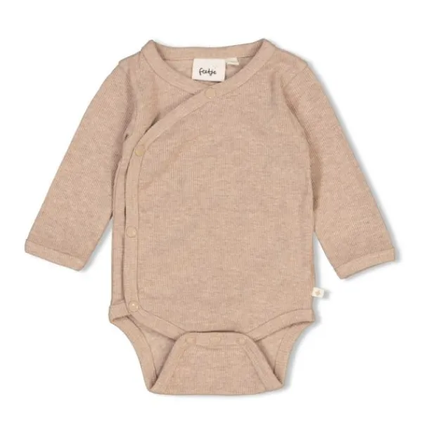 Feetje Romper Wikkel Rib The Magic Is In You Taupe Melange 44> Rompertjes