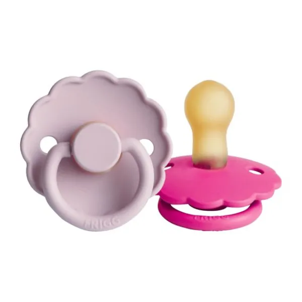 Frigg Fopspeen Daisy Lila/Fuchsia T1 0-6 mnd (2 stuks)> Fopspenen 0-6 Maanden