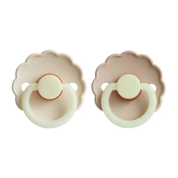 Frigg Fopspeen Daisy Night Croissant/Cream T2 6-18 mnd (2 stuks)> Fopspenen 12+ Maanden|Fopspenen 6+ Maanden